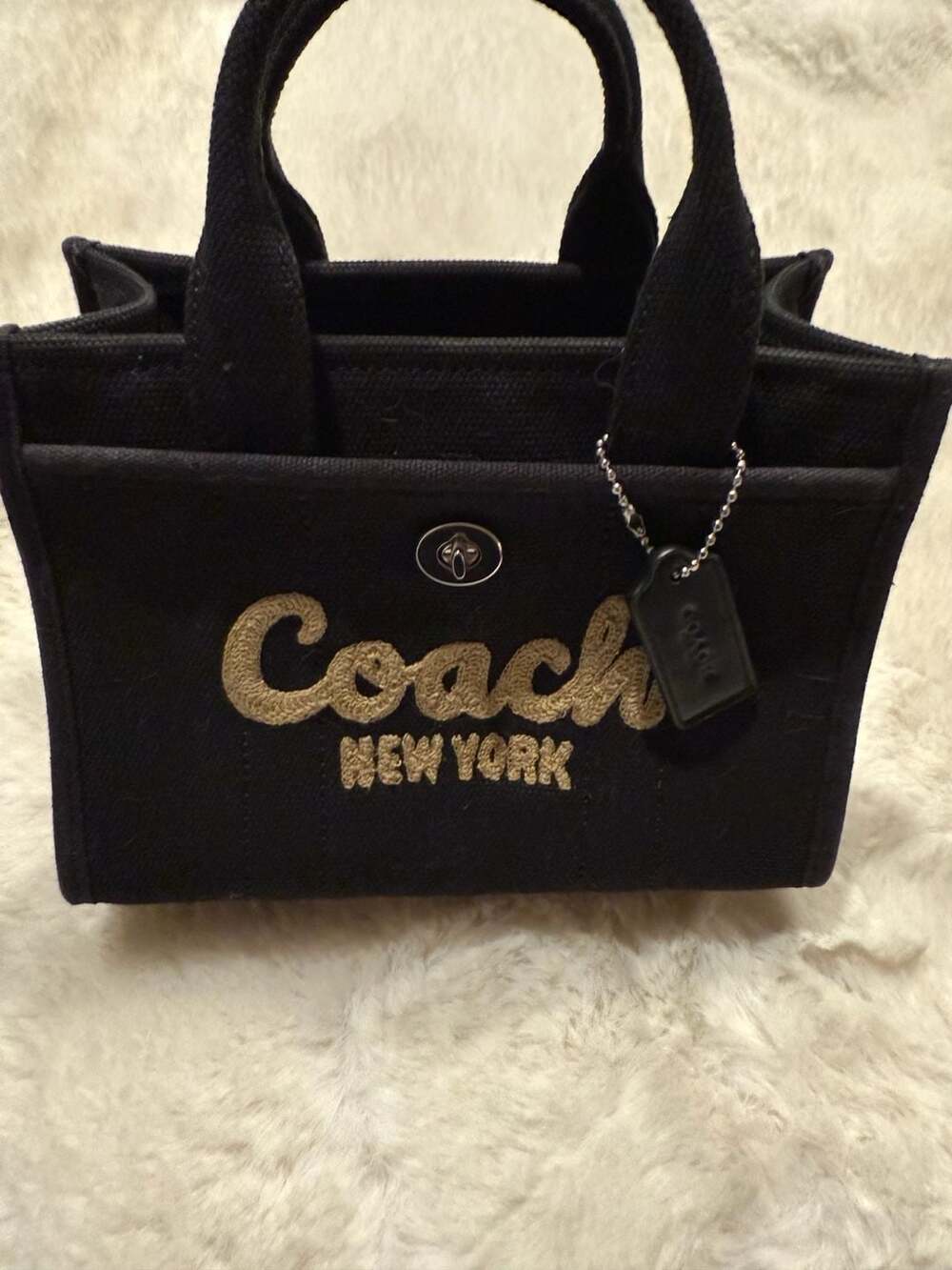 Coach Cargo Tote 26 in Black Canvas with Embroidered Logo